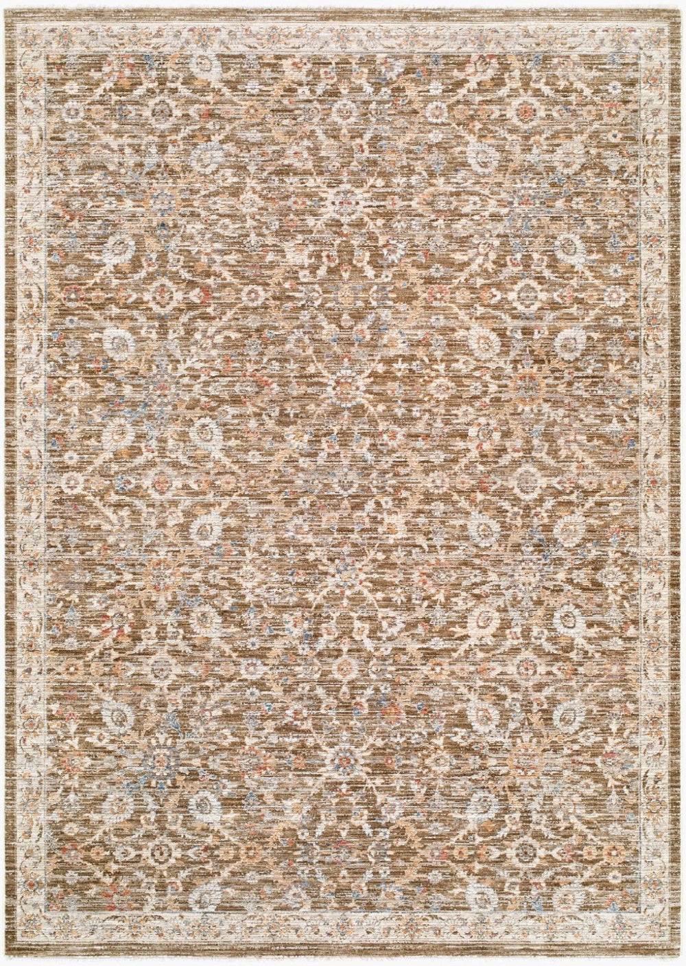 Livabliss Montreux Traditional Fringe Area Rug Turkey Woven Polyester for Living Dining Rooms Medium Brown, L 7'10" x 10' MNX2306-71010