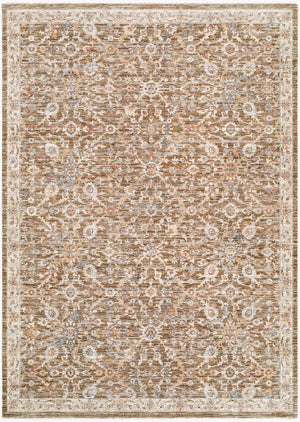 Livabliss Montreux Traditional Fringe Area Rug Turkey Woven Polyester for Living Dining Rooms Medium Brown, L 7'10" x 10' MNX2306-71010