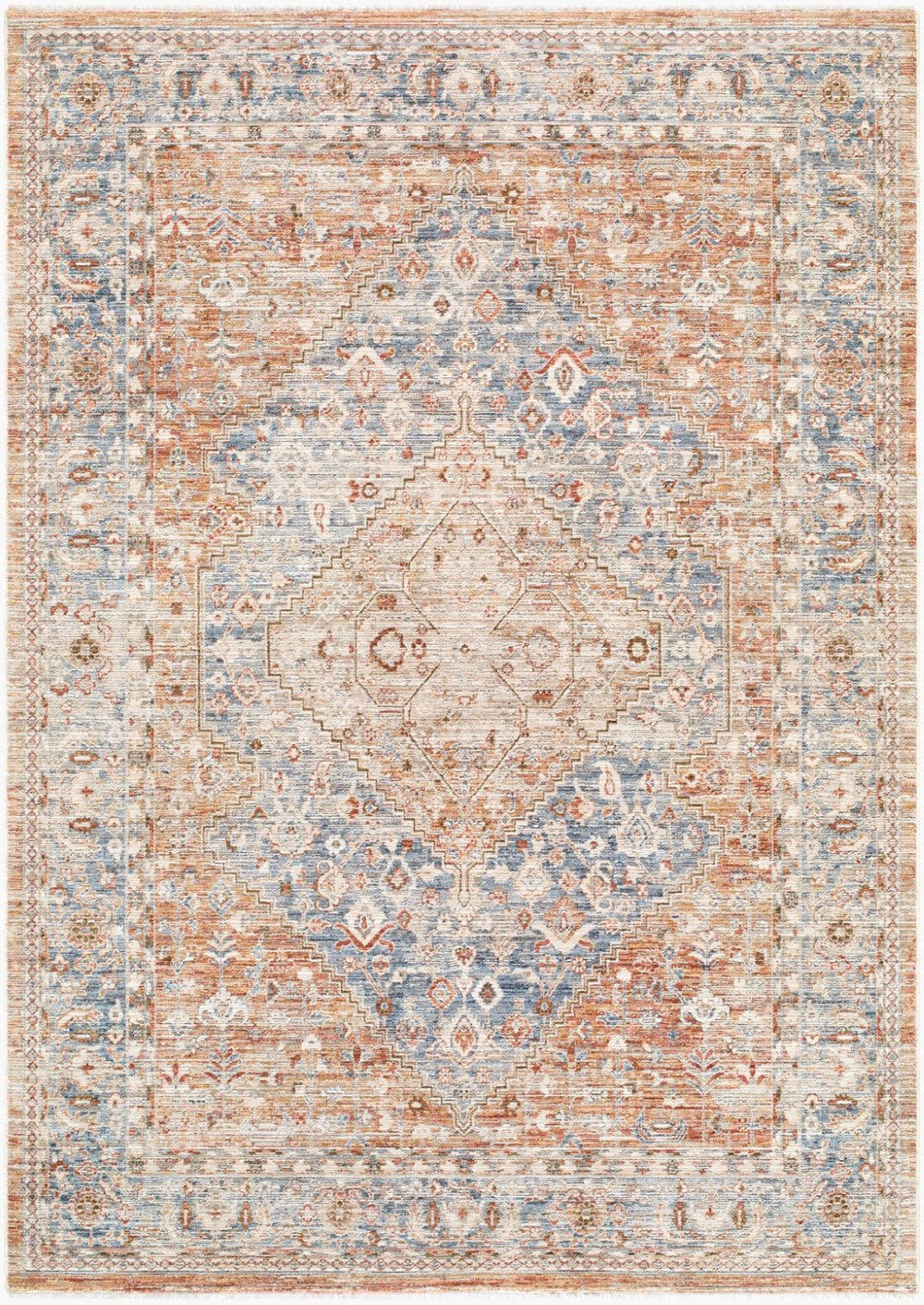Livabliss Montreux Traditional Medallion Polyester Area Rug with Fringe for Living Dining Rooms Light Gray, Ivo 9' x 12'4" MNX2307-9124