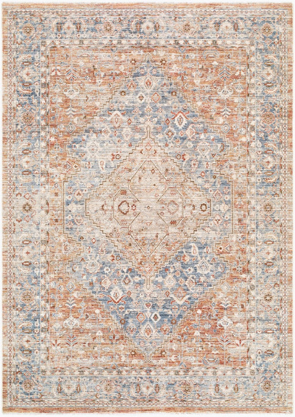 Livabliss Montreux Traditional Medallion Polyester Area Rug with Fringe for Living Dining Rooms Light Gray, Ivo 9' x 12'4" MNX2307-9124