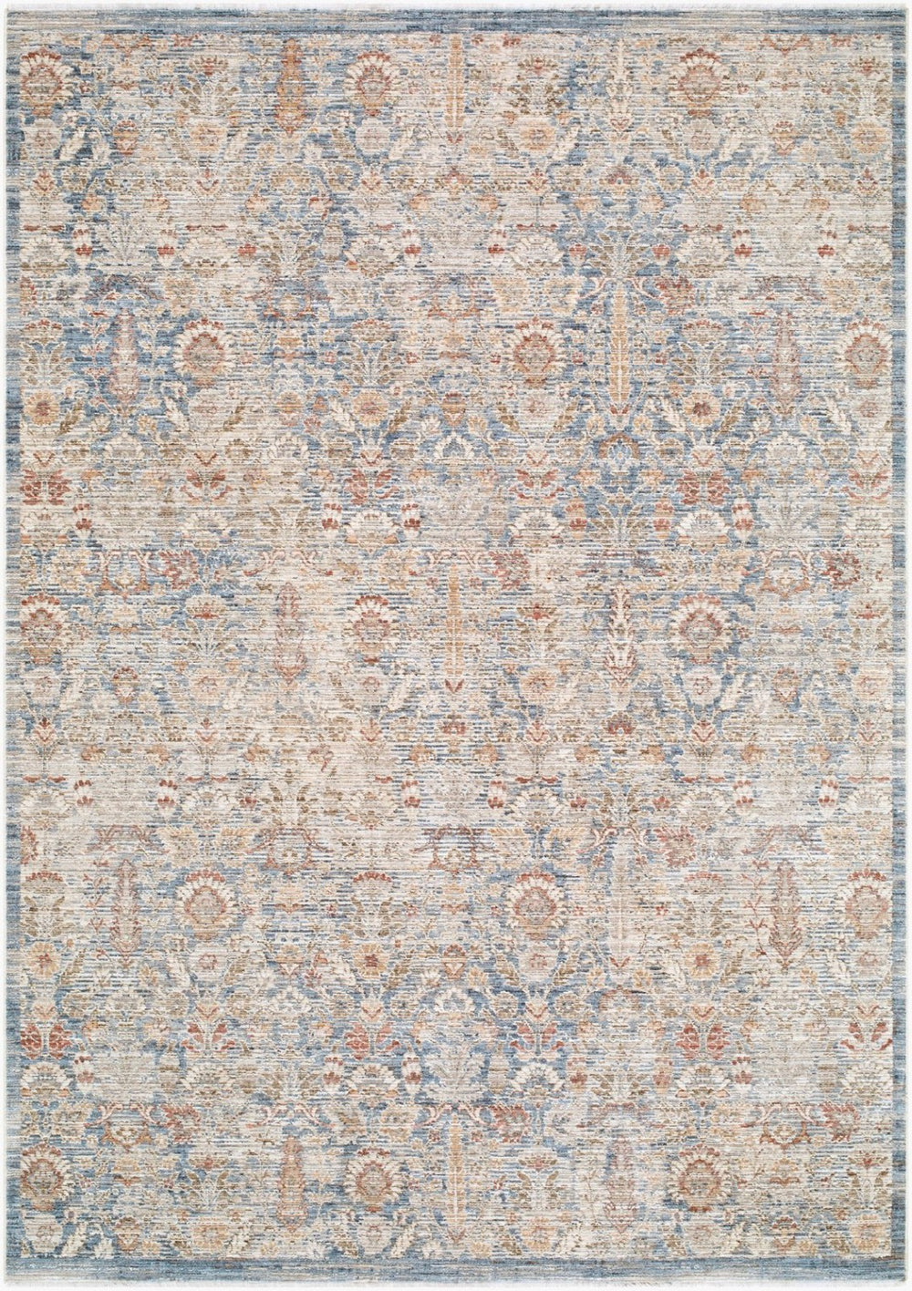 Livabliss Montreux Traditional Turkish Machine Woven Polyester Area Rug with Fringe for Living Rooms Light Gray, Ivo 6'7" x 9'6" MNX2308-6796