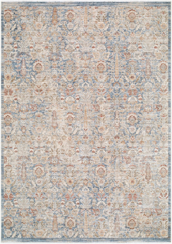 Livabliss Montreux Traditional Turkish Machine Woven Polyester Area Rug with Fringe for Living Rooms Light Gray, Ivo 6'7" x 9'6" MNX2308-6796