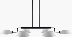 Surya Mandoza Chandelier: Dazzling 26"L X 42"W Art Deco Design For Elegant Home Illumination & Style Fixture, Black,Shade (Outside), White,Shade (Inside), Gold,Cord, Black Iron,Metal,Metal Mnz-001