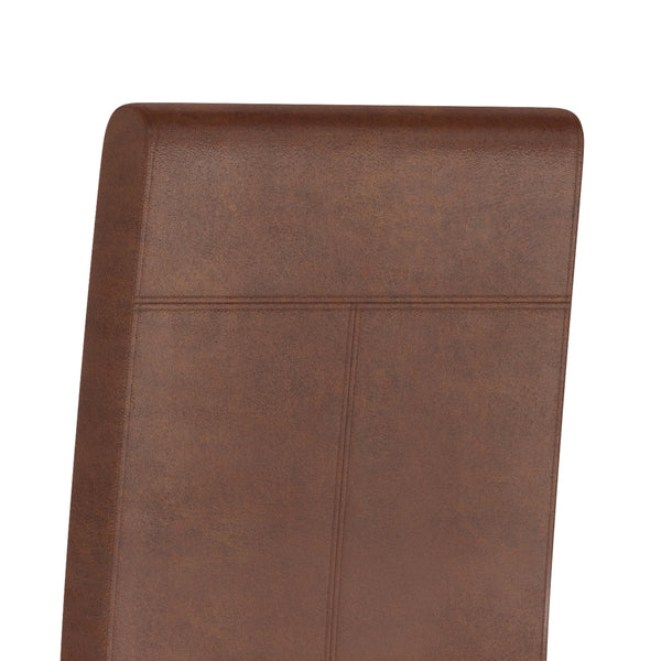 English Elm Acadian Parson Dining Chairs Set Of 2 - Distressed Vegan Leather, Solid Wood Legs, Comfort & Style B136P159796