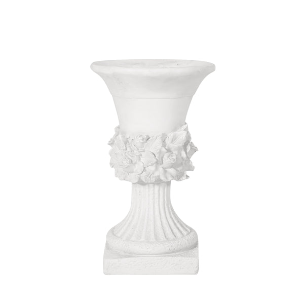 English Elm Mgo Handcrafted Urn Planter Pedestal Style Weather Resistant Patio Garden Accent 63410.00WHI
