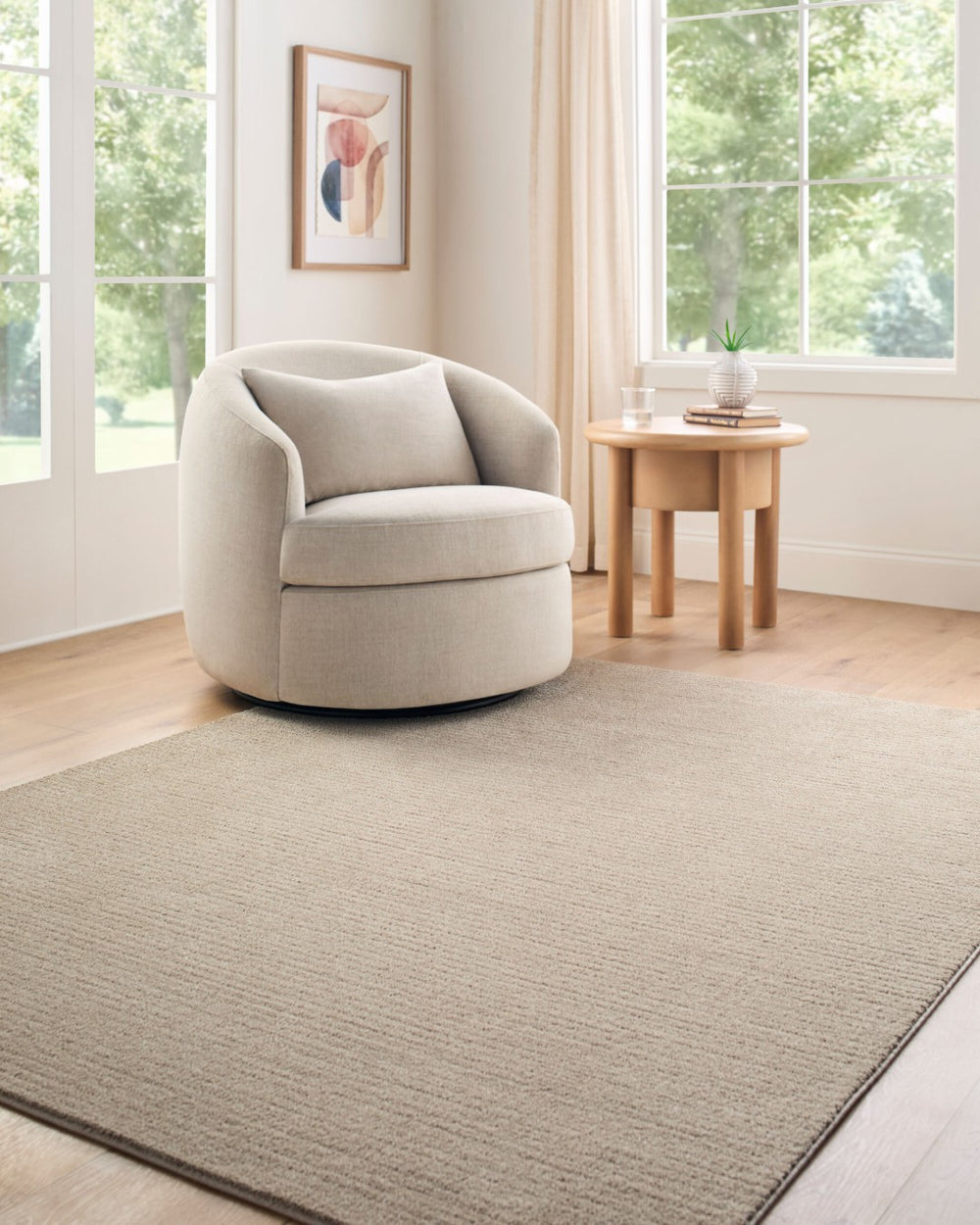 Livabliss Maribor Minimalist Polyester Area Rug Woven in Turkey for Modern Living Spaces Tan 6'7" x 9' MOB2309-679