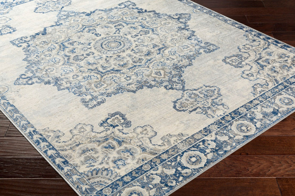 Livabliss Monaco Traditional Polypropylene Area Rug Machine Woven for Entryways and High Traffic Zones Navy, Gray 6'7" x 9'6" MOC2303-6796