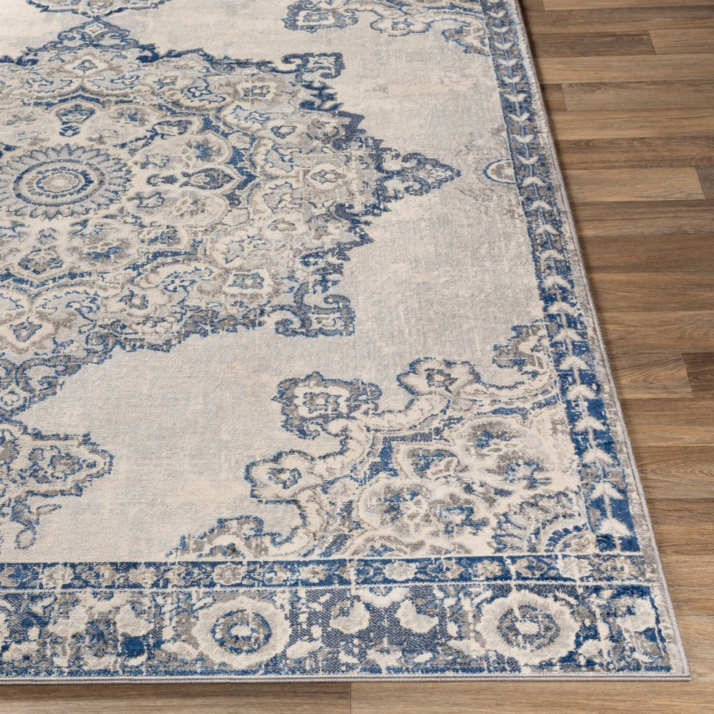Livabliss Monaco Traditional Polypropylene Area Rug Machine Woven for Entryways and High Traffic Zones Navy, Gray 6'7" x 9'6" MOC2303-6796
