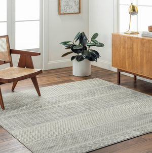 Livabliss Monaco Moc-2304 Global Geometric Polypropylene Accent Rug for Entryway or Bedroom Silver Gray, Gr 6'7" x 6'7" MOC2304-67SQ