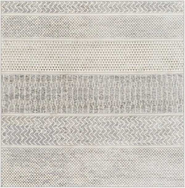 Livabliss Monaco Moc-2304 Global Geometric Polypropylene Accent Rug for Entryway or Bedroom Silver Gray, Gr 6'7" x 6'7" MOC2304-67SQ