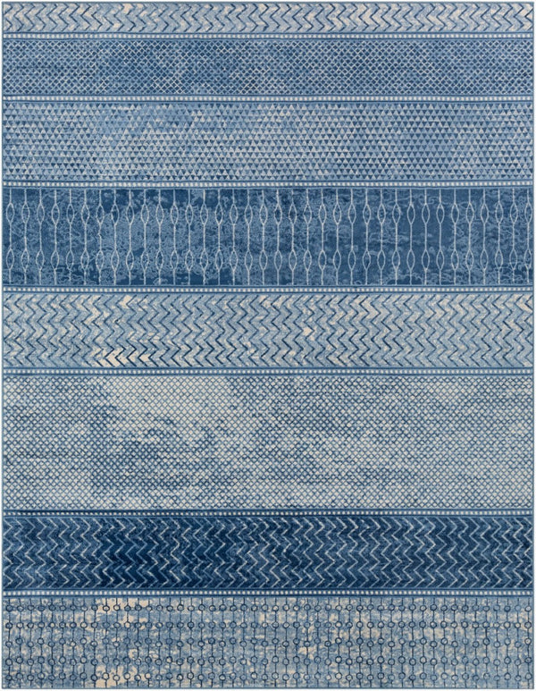 Livabliss Monaco Moroccan Lattice Polypropylene Area Rug for Entryways and Bohemian Interiors Denim, Navy 7'10" x 10'2" MOC2305-710103