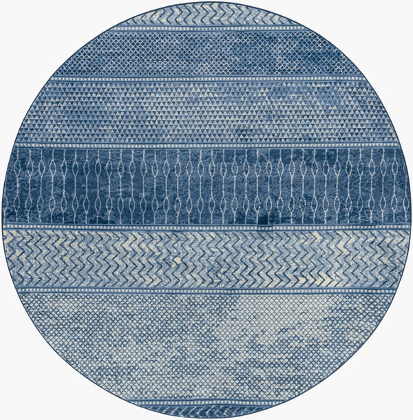 Livabliss Monaco Moroccan Lattice Polypropylene Area Rug for Entryways and Bohemian Interiors Denim, Navy 7'10" x 7'10" MOC2305-710RD