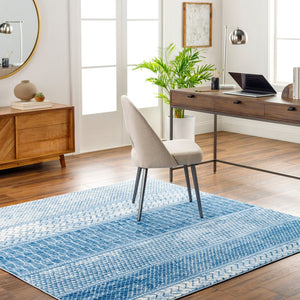 Livabliss Monaco Moroccan Lattice Polypropylene Area Rug for Entryways and Bohemian Interiors Denim, Navy 8'10" x 12'4" MOC2305-810123