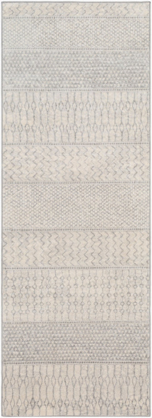 Livabliss Monaco Moroccan Geometric Polypropylene Area Rug for Entryway Bathroom or Bedroom Floor Silver Gray, Gr 2'7" x 7'3" MOC2306-2773