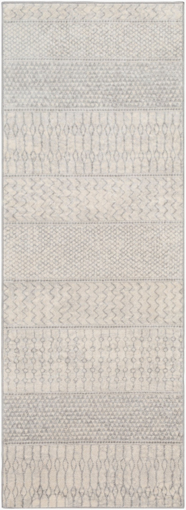 Livabliss Monaco Moroccan Geometric Polypropylene Area Rug for Entryway Bathroom or Bedroom Floor Silver Gray, Gr 2'7" x 7'3" MOC2306-2773