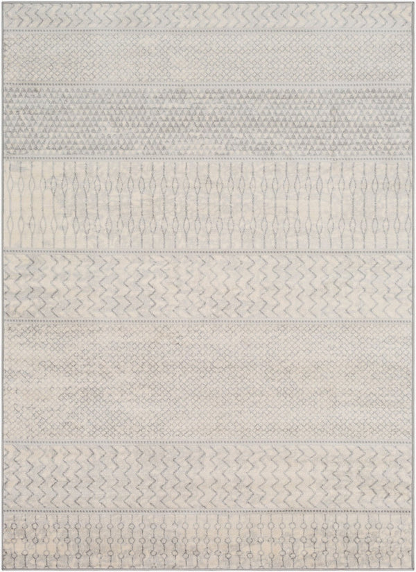 Livabliss Monaco Moroccan Geometric Polypropylene Area Rug for Entryway Bathroom or Bedroom Floor Silver Gray, Gr 5'3" x 7'3" MOC2306-5373