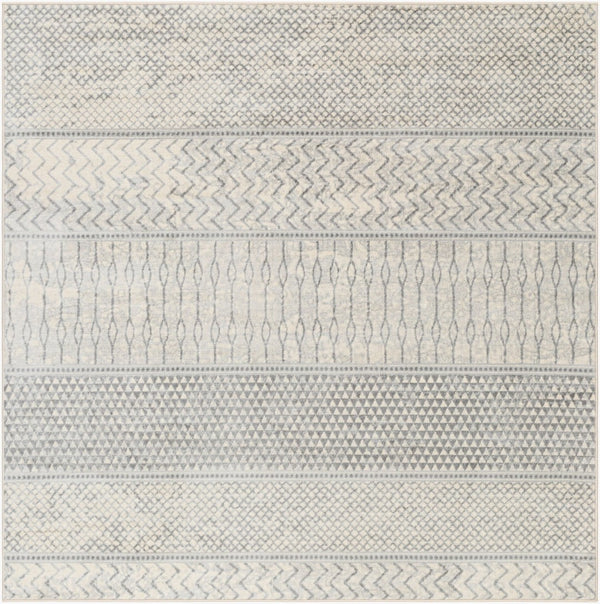 Livabliss Monaco Moroccan Geometric Polypropylene Area Rug for Entryway Bathroom or Bedroom Floor Silver Gray, Gr 6'7" x 6'7" Square MOC2306-67SQ
