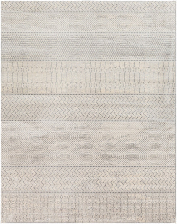 Livabliss Monaco Moroccan Geometric Polypropylene Area Rug for Entryway Bathroom or Bedroom Floor Silver Gray, Gr 7'10" x 10'2" MOC2306-710103