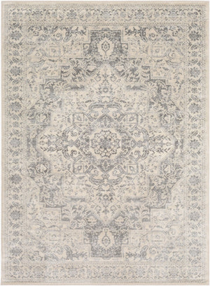 Livabliss Monaco Medallion Area Rug Machine Woven Polypropylene for Living and Dining Rooms Silver Gray, Gr 5'3" x 7'3" MOC2315-5373