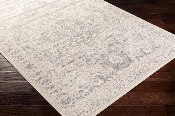 Livabliss Monaco Medallion Area Rug Machine Woven Polypropylene for Living and Dining Rooms Silver Gray, Gr 5'3" x 7'3" MOC2315-5373