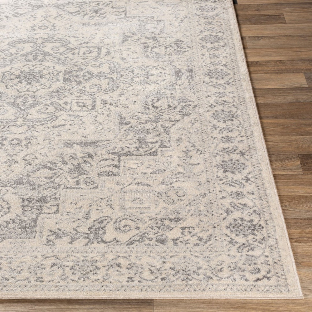 Livabliss Monaco Medallion Area Rug Machine Woven Polypropylene for Living and Dining Rooms Silver Gray, Gr 5'3" x 7'3" MOC2315-5373