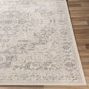 Livabliss Monaco Medallion Area Rug Machine Woven Polypropylene for Living and Dining Rooms Silver Gray, Gr 5'3" x 7'3" MOC2315-5373