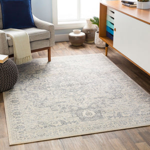 Livabliss Monaco Medallion Area Rug Machine Woven Polypropylene for Living and Dining Rooms Silver Gray, Gr 5'3" x 7'3" MOC2315-5373
