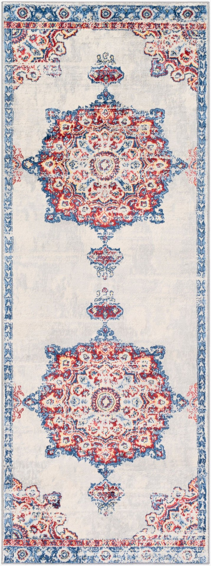 Livabliss Monaco Traditional Pattern Runner Rug Polypropylene Woven Hallway Entryway Accent Blue, Denim 2'7" x 7'3" MOC2319-2773