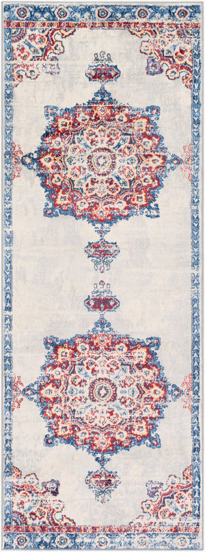Livabliss Monaco Traditional Pattern Runner Rug Polypropylene Woven Hallway Entryway Accent Blue, Denim 2'7" x 7'3" MOC2319-2773