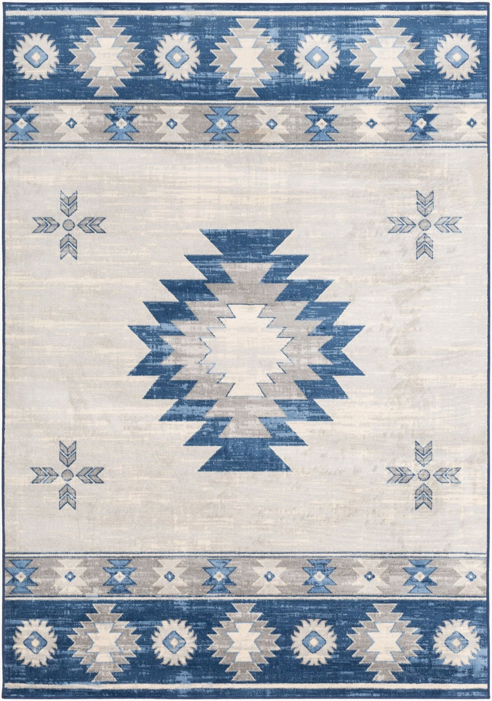 Livabliss Monaco Machine Woven Polypropylene Accent Rug Geometric Modern Entryway Decor Navy, Denim 2' x 2'11" MOC2321-23