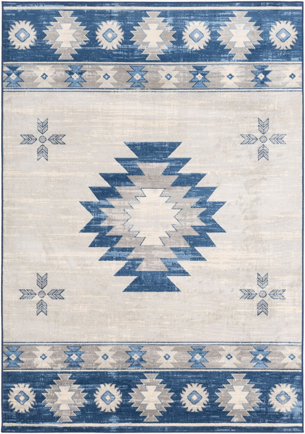 Livabliss Monaco Machine Woven Polypropylene Accent Rug Geometric Modern Entryway Decor Navy, Denim 2' x 2'11" MOC2321-23