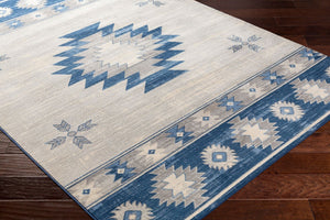 Livabliss Monaco Machine Woven Polypropylene Accent Rug Geometric Modern Entryway Decor Navy, Denim 2' x 2'11" MOC2321-23