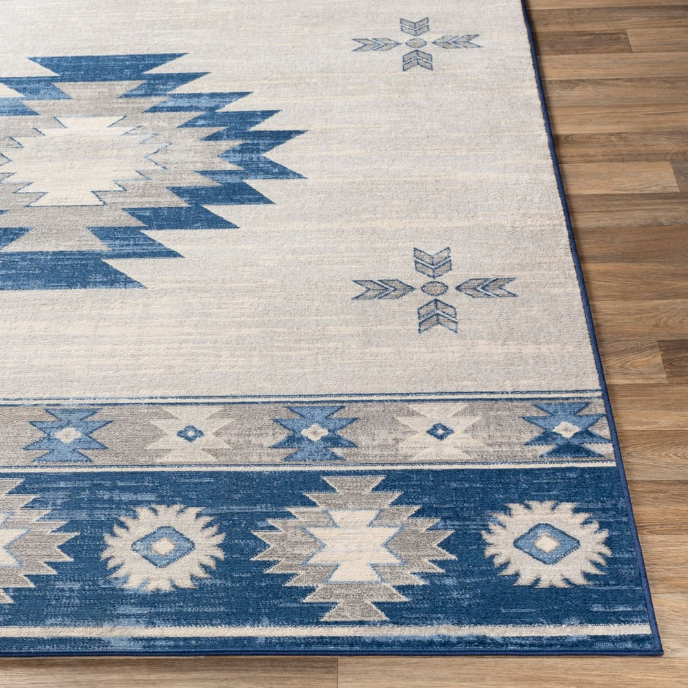 Livabliss Monaco Machine Woven Polypropylene Accent Rug Geometric Modern Entryway Decor Navy, Denim 2' x 2'11" MOC2321-23