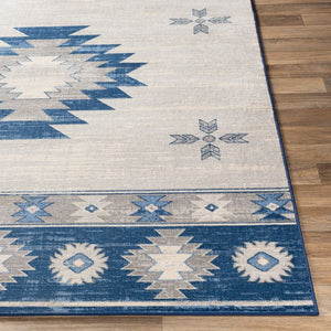 Livabliss Monaco Machine Woven Polypropylene Accent Rug Geometric Modern Entryway Decor Navy, Denim 2' x 2'11" MOC2321-23