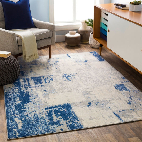 Livabliss Monaco Geometric Polypropylene Accent Rug Mid Century Modern Style for Entryways Navy, Gray 8'10" x 12'4" MOC2324-810123