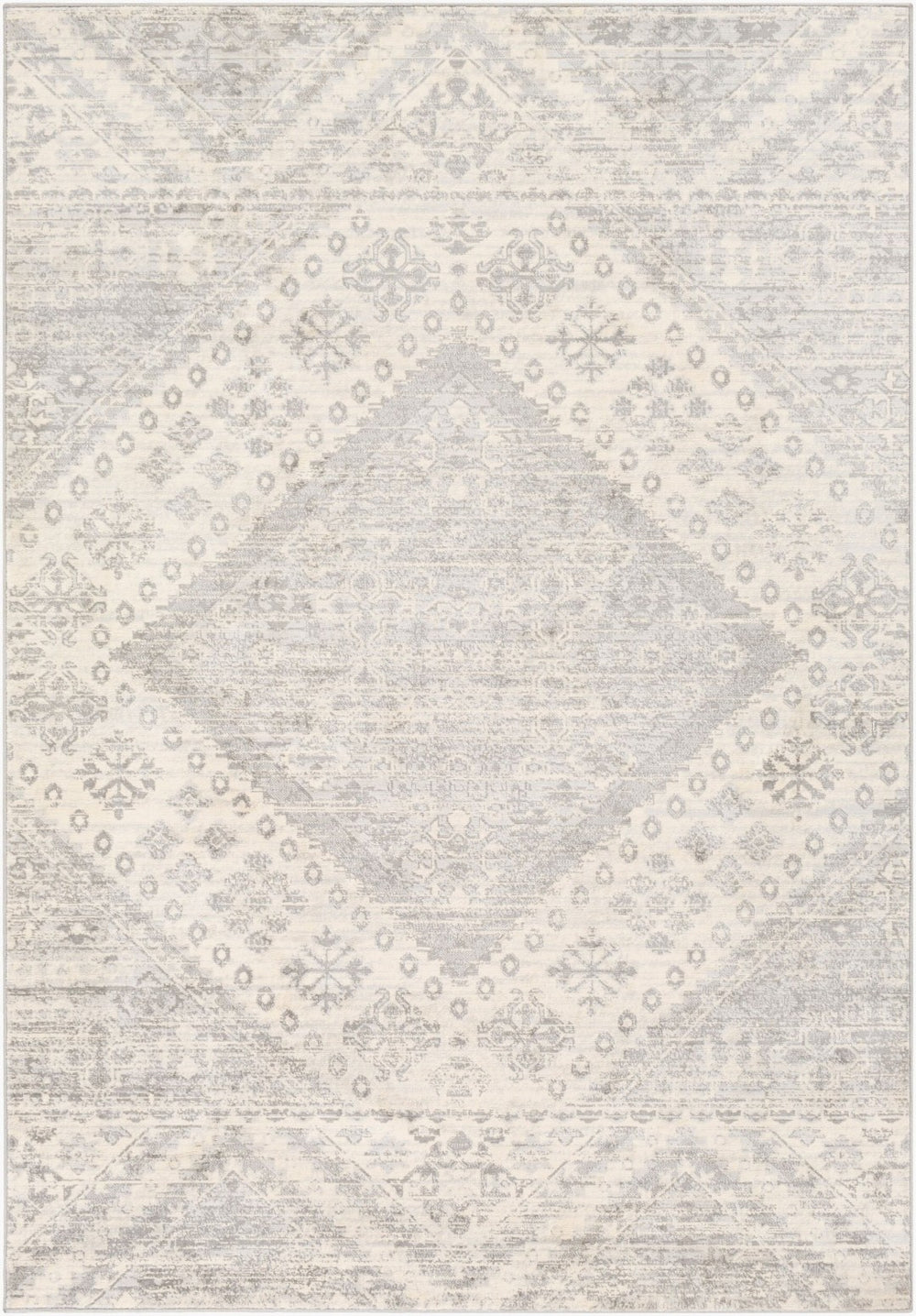 Livabliss Monaco Machine Woven Polypropylene Rug Bohemian Global Geometric Pattern for Entryways Gray, Silver Gr 4'3" x 5'11" MOC2326-43511