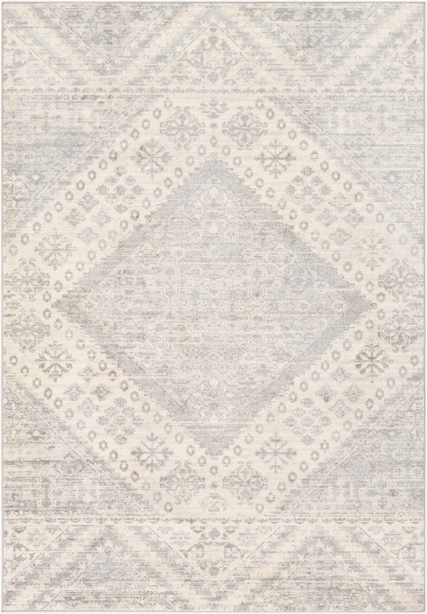 Livabliss Monaco Machine Woven Polypropylene Rug Bohemian Global Geometric Pattern for Entryways Gray, Silver Gr 4'3" x 5'11" MOC2326-43511
