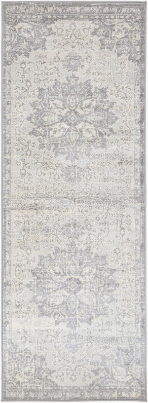 Livabliss Monaco Moc-2328 Traditional Medallion Polypropylene Accent Rug for Entryways Silver Gray, Gr 2'7" x 7'3" MOC2328-2773