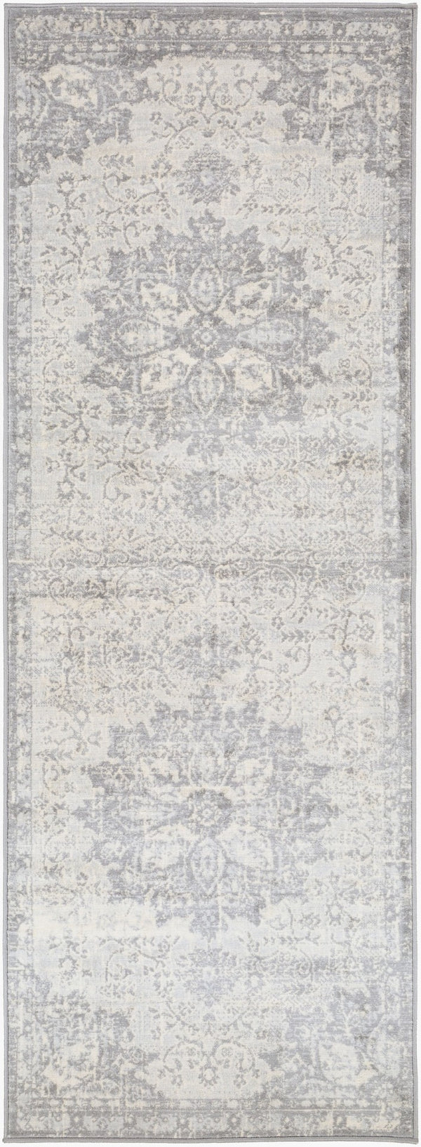 Livabliss Monaco Moc-2328 Traditional Medallion Polypropylene Accent Rug for Entryways Silver Gray, Gr 2'7" x 7'3" MOC2328-2773