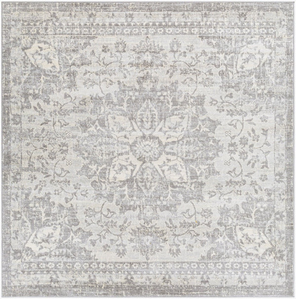 Livabliss Monaco Moc-2328 Traditional Medallion Polypropylene Accent Rug for Entryways Silver Gray, Gr 6'7" x 6'7" Square MOC2328-67SQ