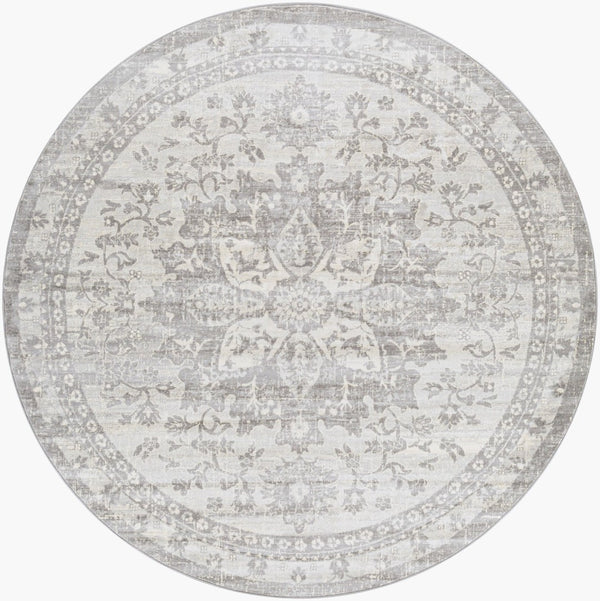 Livabliss Monaco Moc-2328 Traditional Medallion Polypropylene Accent Rug for Entryways Silver Gray, Gr 7'10" x 7'10" MOC2328-710RD