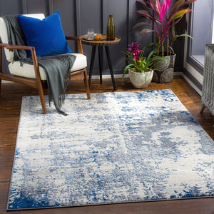 Livabliss Monaco Geometric Polypropylene Area Rug for Modern Living Rooms and Dining Spaces Blue, Charcoal 8'10" x 12'4" MOC2333-810123