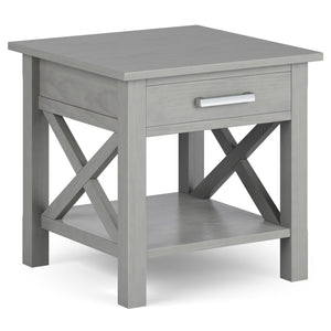 English Elm Kitchener Fog Grey End Table - Handcrafted Solid Wood With Storage, Modern Farmhouse Charm & Style B136P158761