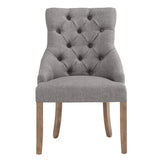 Homelegance By Top-Line Ophilia Linen Curved Back Tufted Dining Chairs (Set of 2) Grey Wood