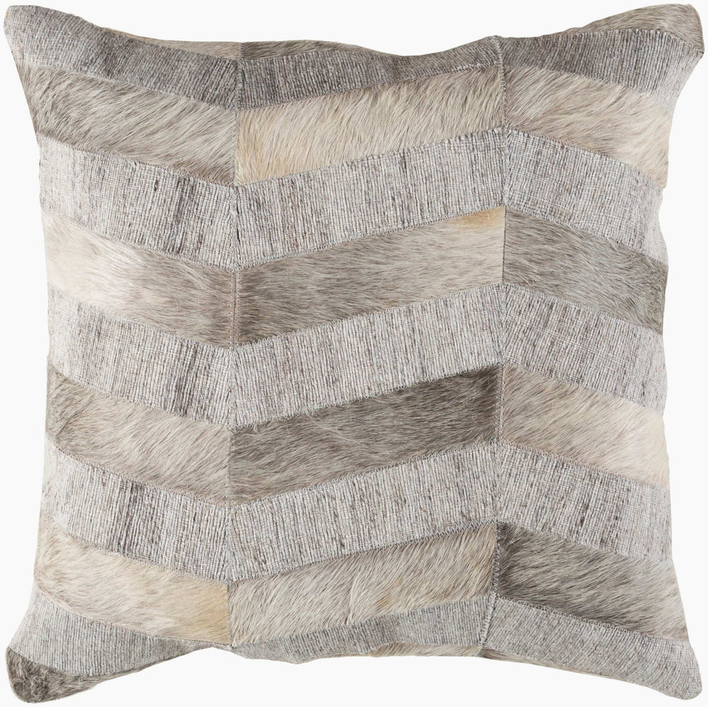 Surya Medora Rustic Elegance 18"X18" Accent Pillow - Luxurious Cotton & Hair On Hide For Cozy Charm Beige Viscose,Hair On Hide,Cotton Mod003-2020d