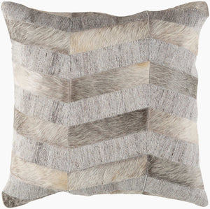 Surya Medora Rustic Elegance 18"X18" Accent Pillow - Luxurious Cotton & Hair On Hide For Cozy Charm Beige Viscose,Hair On Hide,Cotton Mod001-1818p