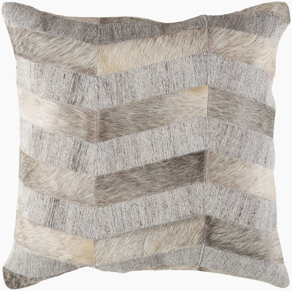Surya Medora Rustic Elegance 18"X18" Accent Pillow - Luxurious Cotton & Hair On Hide For Cozy Charm Beige Viscose,Hair On Hide,Cotton Mod001-1818p