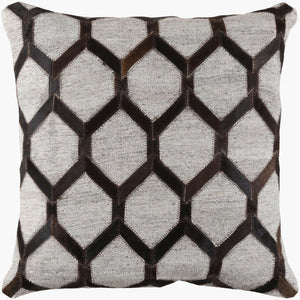 Surya Medora Rustic Elegance 18"X18" Accent Pillow - Luxurious Cotton & Hair On Hide For Cozy Charm Black Viscose,Hair On Hide,Cotton Mod002-2020