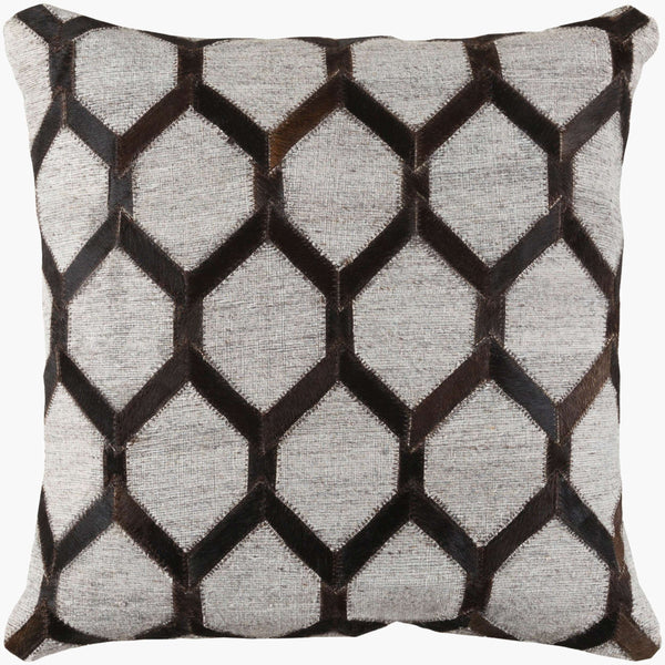 Surya Medora Rustic Elegance 18"X18" Accent Pillow - Luxurious Cotton & Hair On Hide For Cozy Charm Black Viscose,Hair On Hide,Cotton Mod002-2020