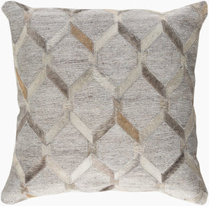 Surya Medora Rustic Elegance 18"X18" Accent Pillow - Luxurious Cotton & Hair On Hide For Cozy Charm Beige Viscose,Hair On Hide,Cotton Mod003-2020d